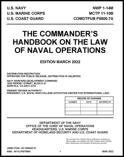 Commander's HB on the Law of Naval Opns - Navy - 2022 - BIG size - Click Image to Close
